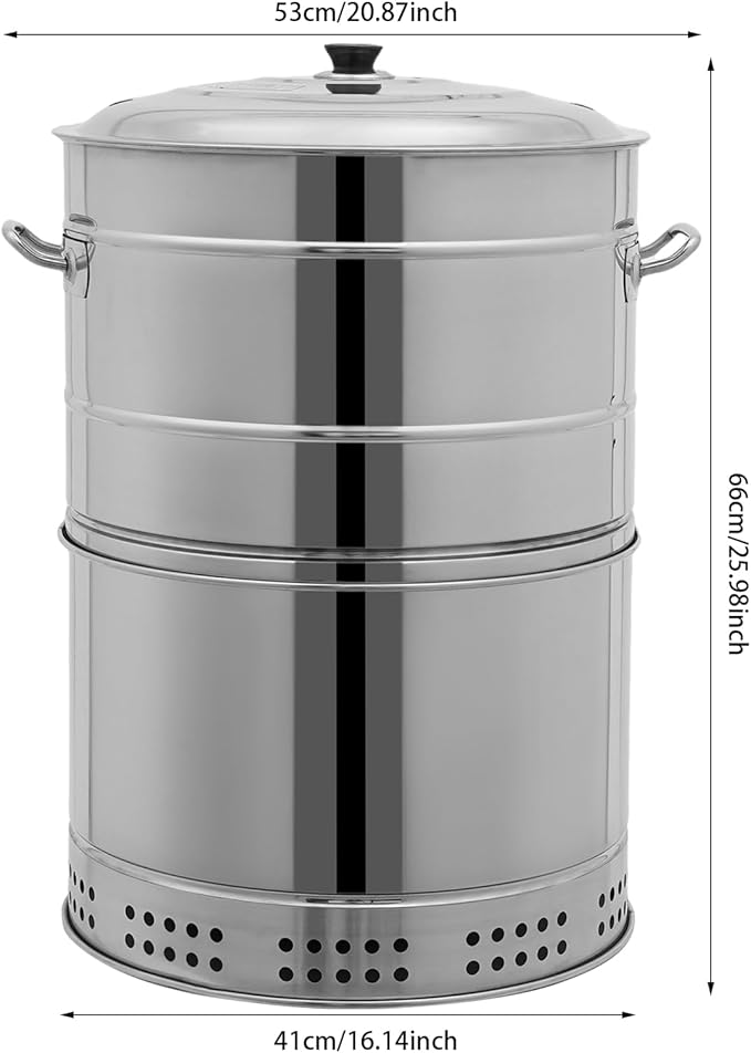 Stainless Steel Smokeless Barbecue Surround Charcoal Grill, 50 Kabob Skewer Portable Charcoal BBQ Charcoal Barrel Smoker with Grilling Accessories Set for Camping, Backyard & Home BBQ INGRILL