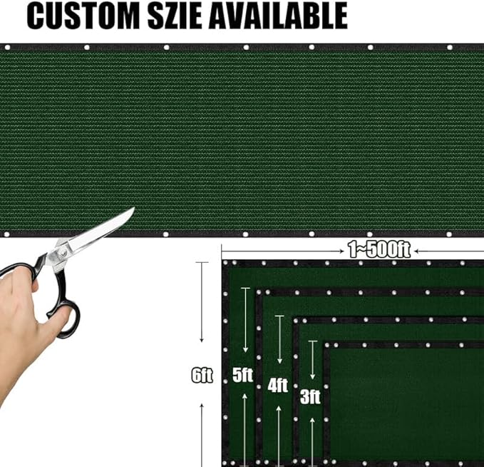 Privacy Fence Screen 4Ft X 76Ft Heavy Duty Outdoor Fencing Panels Windscreen Mesh Fabric Shade Net, 90% Visibility Blocking, Cable Zip Ties Included