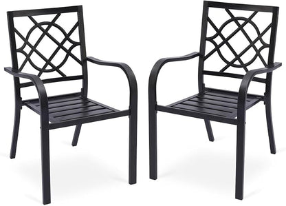Patio Dining Chairs Set of 2, Stackable Metal High Back Chairs Set by Aoodor