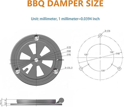 Stainless Steel BBQ Smoker Air Vent - Adjustable Grill Damper for Controlling Airflow - Replacement Parts for Grill and Smoker Vents - 2 Packs
