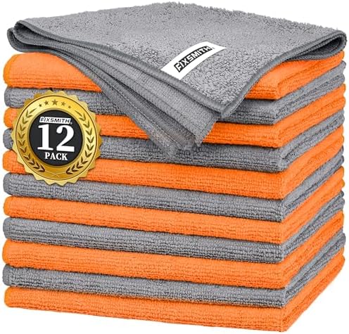 FIXSMITH Microfiber Cleaning Cloth -Pack of 12, Highly Absorbent Cleaning Rags by FIXSMITH