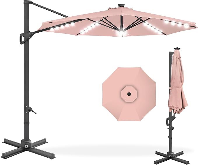 Best Choice Products 10ft Solar LED Cantilever Patio Umbrella, 360-Degree by Unknown