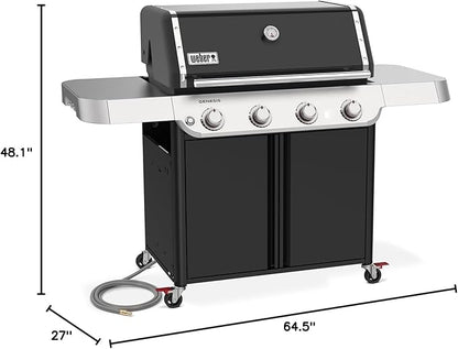 Weber Genesis E-415 Natural Gas Grill for Outdoor Grilling, 4 Burners, Black