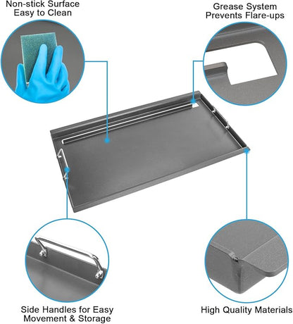 Full Size Griddle Inserts for Weber Summit 600 Series Grills, Flat Top Griddle for Summit E/S 640/650/660/670 Gas Grills with a Smoker Box, Replacement Parts for Weber 67552 Grates