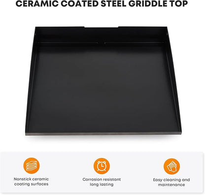 Stanbroil 17 Inch Flat Top Griddle Replacement Top for Blackstone 17" Tabletop Griddle Station, Ceramic Coated Steel Griddle Top Replacement with Rear Grease System, Black