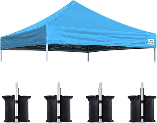 Eurmax USA New 10x10 Pop Up Canopy Replacement Canopy Tent Top Cover, Instant Canopy Top Cover ONLY, Choose 30 Colors,Bonus 4PC Pack Weight Bag (Sky Blue)