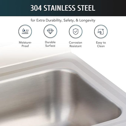 WILPREP Hand Sink Commercial Stainless Steel Sink for Washing, NSF Utility Sink with Gooseneck Faucet, Wall Mount Kitchen Sink for Restaurant Bar RV Bathroom Laundry Room (17 x 15 Inches)