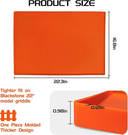 Silicone Griddle Mat Cover for Blackstone 22 Inch Griddle, Heavy Duty Food Grade Silicone, All Season Protective Cover (Orange)