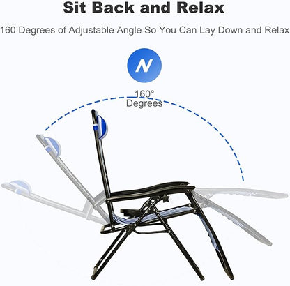 Nazhura Set of 2 Relaxing Recliners Patio Chairs Adjustable Steel Mesh Zero - Image 4