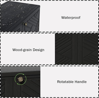 Outdoor/Indoor Storage Box,Resin and Plastic Storage Cabinet Waterproof,Outdoor Cabinet for Patio/Garden/Balcony/Backyard/All Room(NO Shelf-Black)