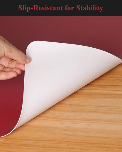 Wine Red Plastic Table Cover Protector, 36" x 54" Waterproof Easy Flat PVC Desk Pad Mat, 1.5mm Thick Rectangle Vinyl Table Top Protector for Dining Room Table, Office, Dresser