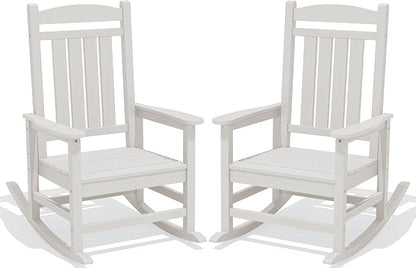 Oversized Outdoor Rocking Chairs Set of 2, HDPE Porch Rocker by KINGYES