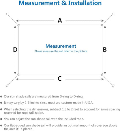 Eden's Decor Straight Flat-Edged Sun Shade Sail Rectangular 7' x 12' Wheat - Image 3