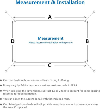 Eden's Decor Straight Flat-Edged Sun Shade Sail Rectangular 13' x 15' Beige - Image 3