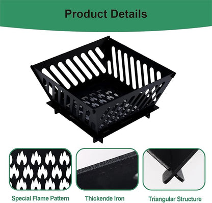 25 inch Portable Fire Pit for Outside Collapsible Plug Fire Pit Suitable for Camping, Picnics, Courtyards, Garden Bonfires and Outdoor Firewood with Storage Bag