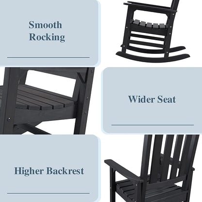 Outdoor Rocking Chairs Set of 2, Oversized Porch Rocker | Weather Resistant - Image 6