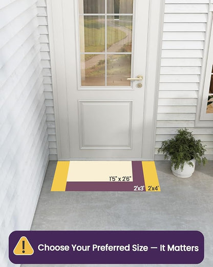 DEXI Front Door Mat Outside Entrance, 2x4 ft Rubber Entry Doormat Heavy Duty, Welcome Mats Non Slip for Inside House Floor Entryway Double Doors Exterior Patio, Maze Black