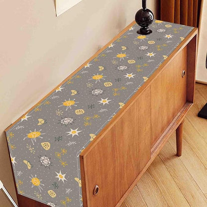 Mid Century Modern Table Runner, Retro 1950s 1960s Atomic Abstract Gray Cute Coffee Table Center Decor for Home Kitchen Dining Patio Holiday Party Indoor Outdoor Table Decorations, 13"x108" Inch
