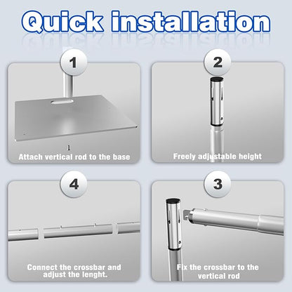 Pipe and Drape Backdrop Stand 8ftx10ft Adjustable Background Support System Heavy Duty Background Stand for Wedding Banquet Decorations Silvery