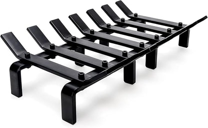 17“ Fireplace Grates Wood Stove Grate Rack Stove Burning Rack Heavy Duty Solid Steel 7-Bars Firewood Holder Easy Assembly Fire Grate for Indoor Hearth Outdoor Firepit Matt Black