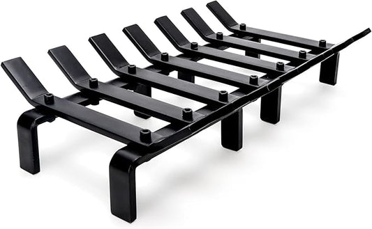 17“ Fireplace Grates Wood Stove Grate Rack Stove Burning Rack Heavy Duty Solid Steel 7-Bars Firewood Holder Easy Assembly Fire Grate for Indoor Hearth Outdoor Firepit Matt Black