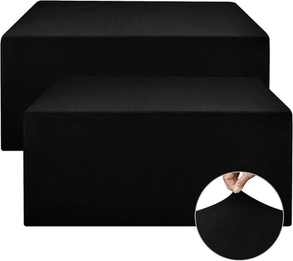 Nasitos Black Fitted Table Covers for 5 Foot Tables - 60 x 30 Inch - 2 Pack Stretch Spandex Rectangle Table Clothes, Fabric Tablecloths for Parties, Trade Show, Craft Show, Birthday