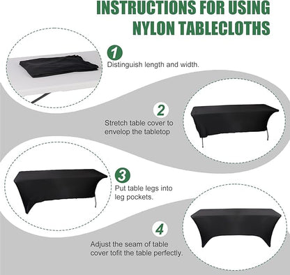 FWTI Deal 6 Feet Foldable Table & Tablecloth Set, Built in Carrying Handle & Alloy Steel Legs, Heavy Duty Portable for Party, Dining, Wedding, Picnic, Camping, Utility - White (Table&Tablecloth)
