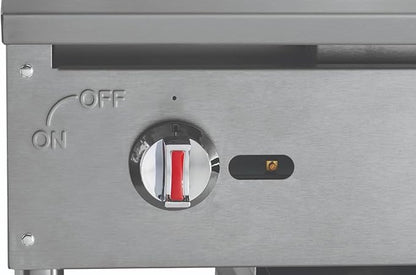Kratos 36" Wide Commercial Countertop Griddle, Gas Hot Plate for Restaurants, Manual Controls, 3 Independent Burners, Powerful 90,000 BTU Output (29Y-005)