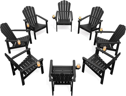 THOEOE Stackable Adirondack Chair Set of 8, HDPE All-Weather Fire Pit Chair | by THOEOE