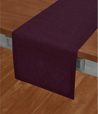 Solino Home Linen Chambray Burgundy Table Runner 156 Inches Long - Athena, 100% Pure Linen 14 x 156 Inch Table Runner for Valentines