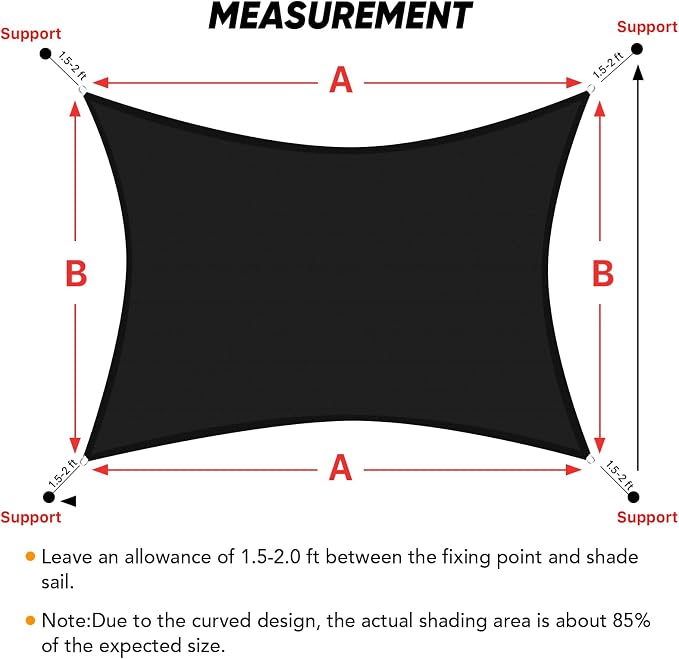 Shade&Beyond Custom Sun Shade Sail 7'x13'RectangleSun Sail Shades Patio UV - Image 5