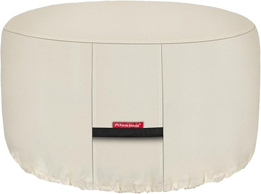 Porch Shield Fire Pit Cover - Waterproof 600D Heavy Duty Fade Resistant Round Patio Fire Bowl Cover Beige - 56 inch