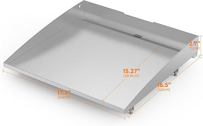 Stanbroil Stainless Steel Flat Top Griddle for Blackstone 17 Inch Tabletop Grill Station, Griddle Replacement Top with Rear Grease System