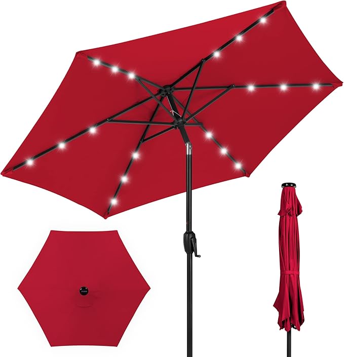 Best Choice Products 7.5ft Solar Umbrella LED Lighted Patio Umbrella, Table by Unknown