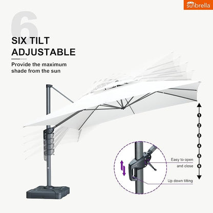 PURPLE LEAF Sunbrella Patio Cantilever Umbrella 12' X 12' Canvas Natural | - Image 9