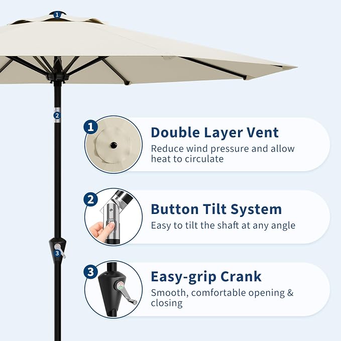 GarveeLife 9FT Patio Umbrella Outdoor, Market Umbrella, Table Umbrella - Image 3