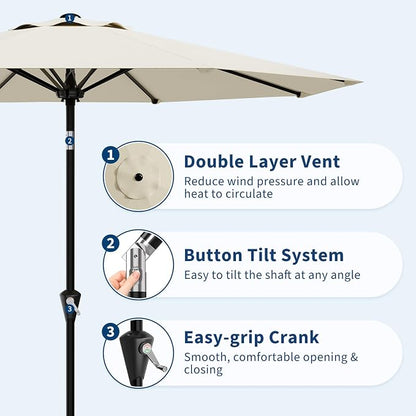 GarveeLife 9FT Patio Umbrella Outdoor, Market Umbrella, Table Umbrella - Image 3
