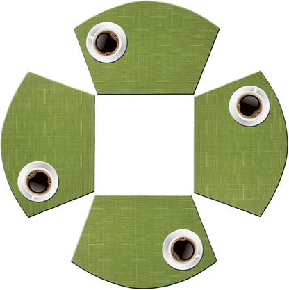 PIGCHCY Wedge Shaped Placemats for Dining Table Washable Vinyl Placemats Heat Resistant Table Mats Set of 4 (Sage Green)