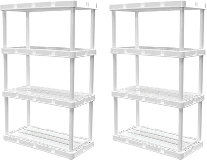 Gracious Living 2 Pack Light Duty Storage Shelves, Knect-A-Shelf 4-Shelf by GraciousLiving