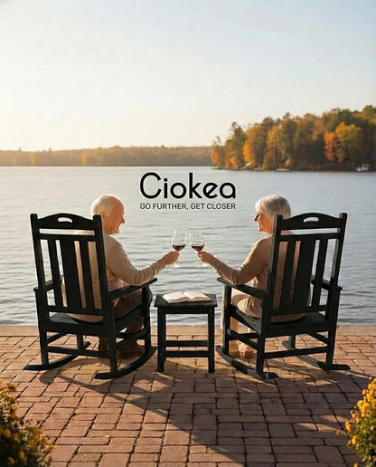 Oversized Outdoor Rocking Chairs Set of 3, 380lbs Heavy-Duty Large Patio Rocker - Image 3