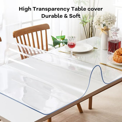 36 Inch Square Clear Plastic Dining Room Table Protector Tablecloth Desk Pad Mat Wooden Furniture Coffee End Children Painting Dinner Table Cloth Top Protection Countertop Cover Waterproof PVC Vinyl