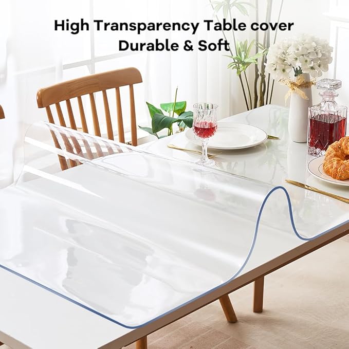 Rectanglar 19x39 Clear Plastic Table Protector Desk Cover Chair Mat Thicken Transparent Desk Pad Mat Table Cover Protector Table Pad Tablecloth Cloths for Coffee Table Writing Desk Topper Waterproof