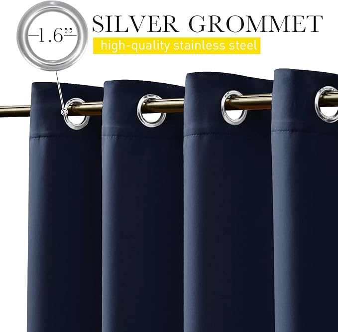 NICETOWN 2 Panels Thermal Outdoor Curtains Windproof W52xL72 Navy Blue | - Image 7