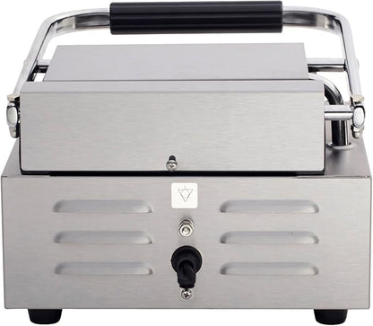 Kratos Commercial Electric Panini Sandwich Grill with Grooved Plates, 9" x 9" Cooking Surface, Commercial Countertop Panini Press, 120V, 1750W (29Y-017)