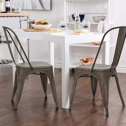 FDW | Metal Dining Chairs | Set of 4, Bronze | 330lbs Load | Stackable Tolix - Image 5