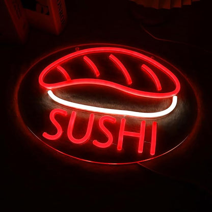 JFLLamp SUSHI Neon Signs for Wall Decor Neon Lights for Business Led Signs Suitable for Japanese Restaurant Convenience Stores Supermarkets Office Bar Pub 5V Power Adapter 17.3*10.2 Inch(Red + White)