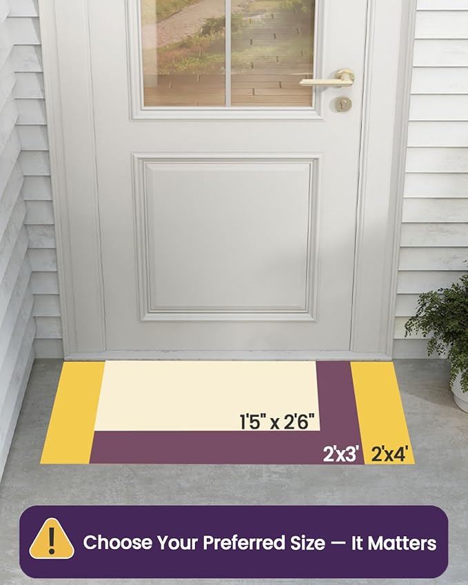 DEXI Front Door Mat Outside Entrance, 2x3 ft Rubber Entry Doormat Heavy Duty, Welcome Mats Non Slip for Inside House Floor Entryway Double Doors Exterior Patio, Checkered Black