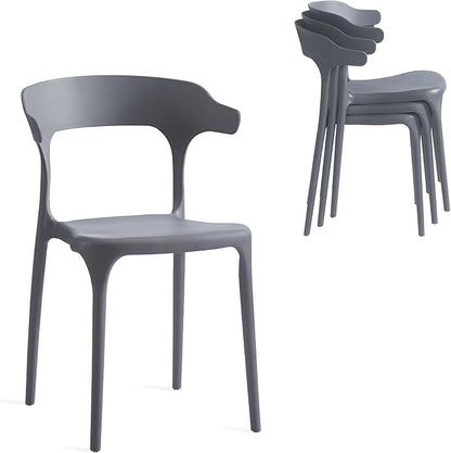Modern Stackable Dining Chair Set, No Assembly, Plastic Chair, Patio Chair by XDECO