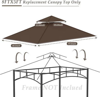 5x8Ft Grill Gazebo Replacement Top, Water-Resistant Fabric, BBQ Gazebo Cover - Image 3