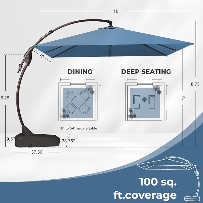 Grand patio 10x10 FT Square Sunbrella Umbrella - Image 3